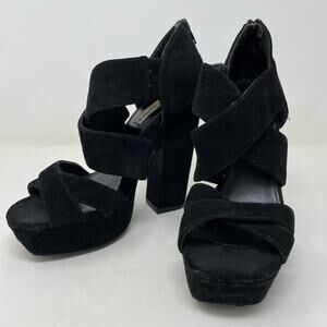 Steve Madden Chunky Block Heel Platform size 7.5 Black Strappy Boho Whimsigoth